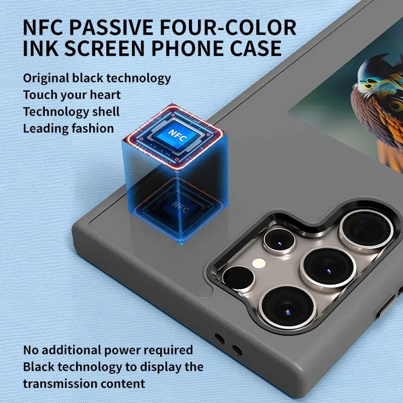 For Samsung Galaxy S25Ultra S24 S23 AI Smart Four-Color Diy E-Ink Screen Case with NFC High End Frosted Covers Mobile Phone Case
